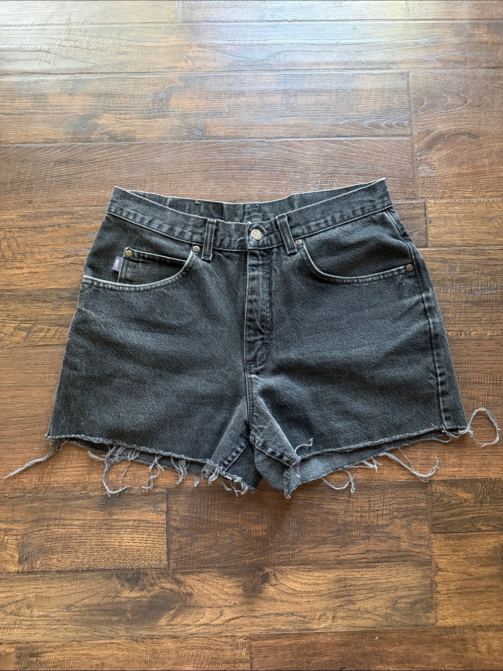 Riders by Lee Washed Black Frayed Hem Denim Shorts